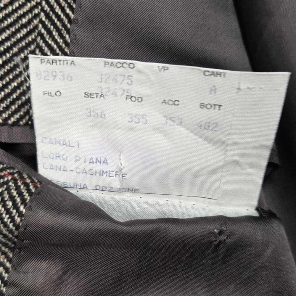 Canali Loro Piana Cashmere Wool Herringbone Sport Coat Mens 42L Brown Blazer